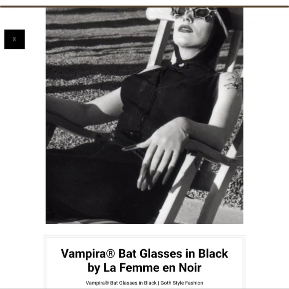 Vampira® Bat Glasses in Black by La Femme En Noir Soldout - Picture 5 of 9
